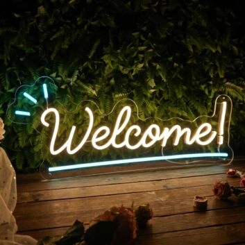 &#39;Welcome 2&#39; neon sign