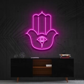 Hamsa Neon Sign for Protection and Positive Energy