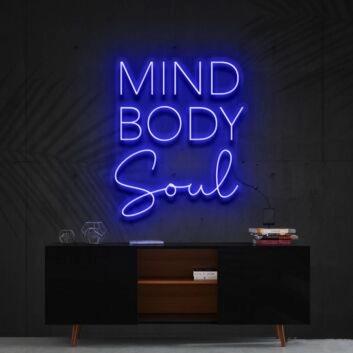 Mind Body Soul Neon Sign for Yoga and Meditation Spaces