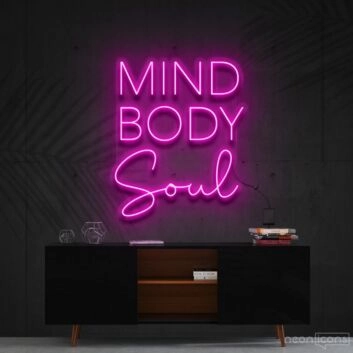 Mind Body Soul Neon Sign for Yoga and Meditation Spaces