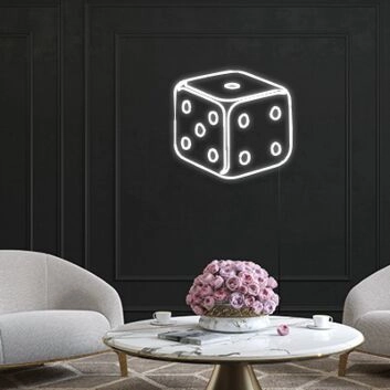 Dice Neon Sign for Gamblers and Gaming Enthusiasts