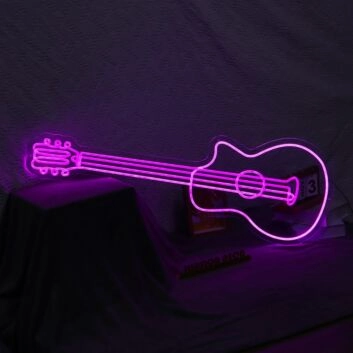 Guitar Neon Sign for Music Lovers and Studios