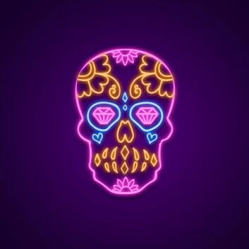 Sugar Skull Neon Sign for Festive and Whimsical Decor