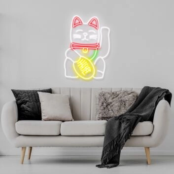 Chinese Cat Neon Sign for Lucky and Whimsical Decor