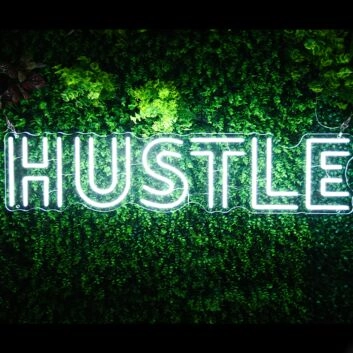 Retro Hustle Neon Sign for Motivational and Vintage Decor