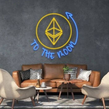 Ethereum To The Moon Sign Neon Sign for Cryptocurrency Enthusiasts