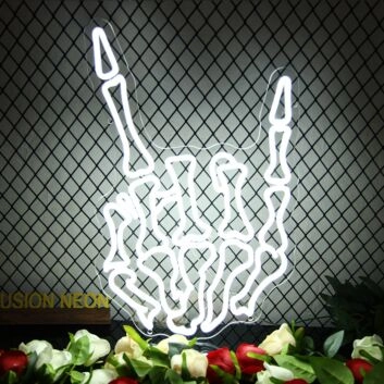 Skeleton Rock Hand Neon Sign for Edgy and Unique Decor