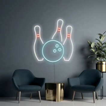 Bowling Ball And Pins Neon Sign for Bowling Alleys and Fun Spaces