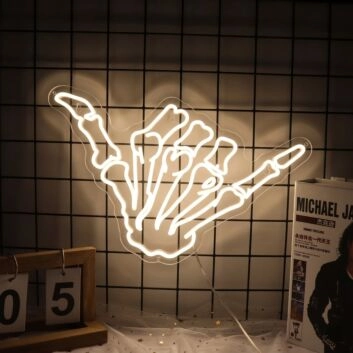 Hang Loose Skeleton Hand Neon Sign for Fun and Playful Spaces