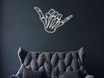 Hang Loose Skeleton Hand Neon Sign for Fun and Playful Spaces