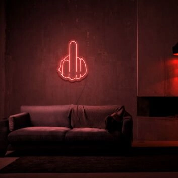 Middle Finger Neon Sign for Edgy and Bold Spaces