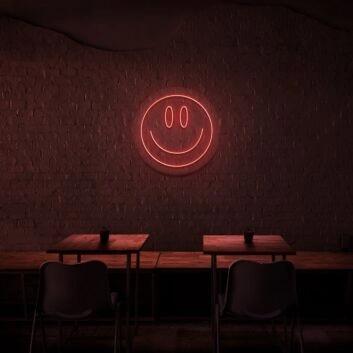 Smiley Neon Sign for Happy and Positive Spaces