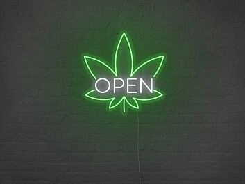 Weed Open Neon Sign for Cannabis Shops