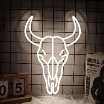 Bull Skull Neon Sign for Western and Rustic Decor