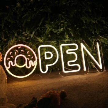 Donut Open Neon Sign for Bakeries and Fun Spaces