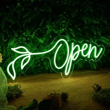 Flower Open Neon Sign for Florists and Bright Decor