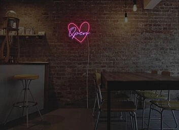 Heart Open Neon Sign for Romantic and Welcoming Spaces