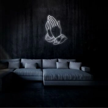 Praying Hands Neon Sign for Spiritual and Peaceful Spaces