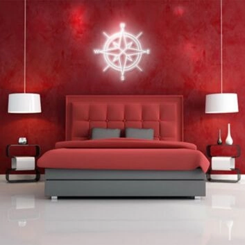 Compass Neon Sign for Adventure and Travel Lovers