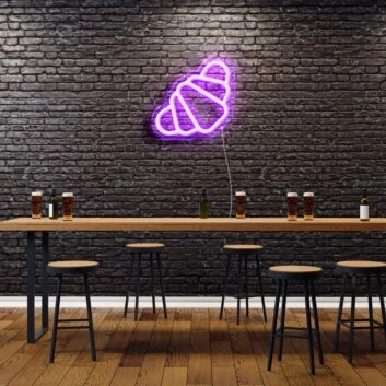 Croissant Neon Sign for Bakeries and Dining Areas