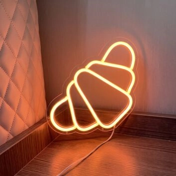 Croissant Neon Sign for Bakeries and Dining Areas