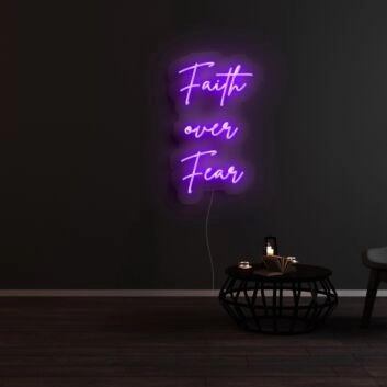 Faith Over Fear Neon Sign for Inspirational and Spiritual Spaces