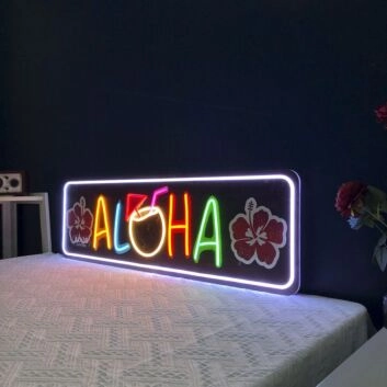 Aloha Cocktail Bar Neon Sign for Tropical and Fun Spaces