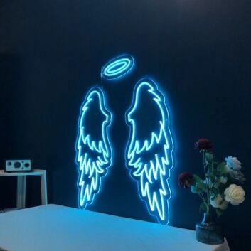 Angel With Halo And Wings Neon Sign for Spiritual and Peaceful Spaces