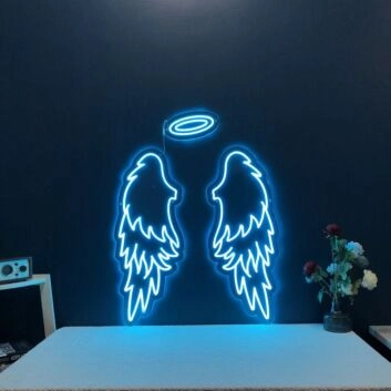 Angel With Halo And Wings Neon Sign for Spiritual and Peaceful Spaces