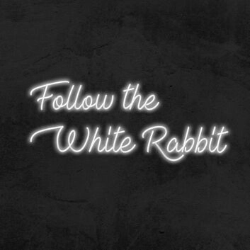Follow The White Rabbit Neon Sign for Whimsical and Curious Spaces