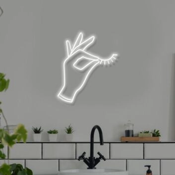 Hand With Lashes Neon Sign for Beauty Salons and Personal Care Spaces