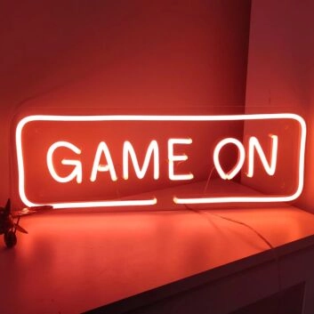 &#39;Play on&#39; neon sign