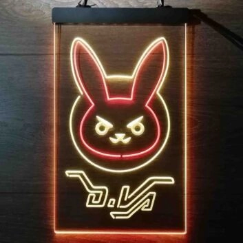 Overwatch Dva Bunny Dual LED Neon Sign for Gaming Fans