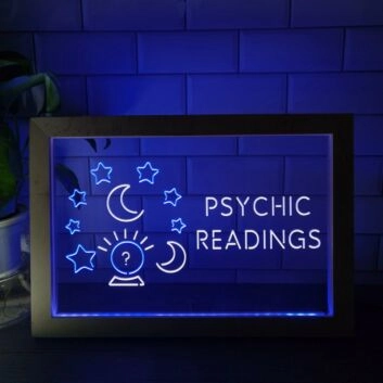 Psychic Readings Crystal Ball Frame Dual LED Neon Sign for Mystical and Whimsical Spaces