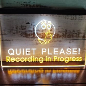 Quiet Please Recording In Progress Dual LED Neon Sign for Studios and Creative Spaces
