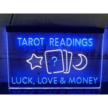 Tarot Readings Luck Love Money Dual LED Neon Sign for Mystical and Whimsical Spaces