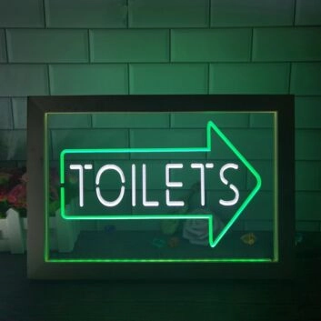 Toilets Arrow Dual LED Neon Sign for Functional and Fun Spaces