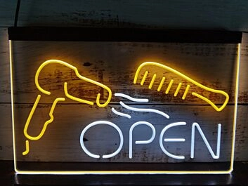 Barber Open Hair Cut Salon Dual LED Neon Sign for Barber Shops