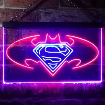 Batman vs Superman Hero Dual LED Neon Sign for Superhero Fans