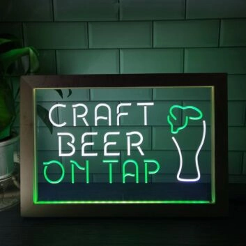 Craft Beer On Tap Dual LED Neon Sign for Bars and Social Spaces