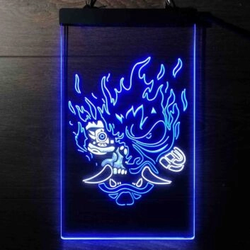 Cyberpunk Samurai Dual LED Neon Sign for Gaming and Sci-Fi Fans