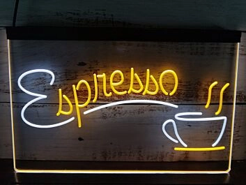 Espresso Dual LED Neon Sign for Cafes and Coffee Shops