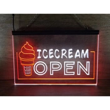 Ice Cream Open Dual LED Neon Sign for Sweet and Fun Spaces