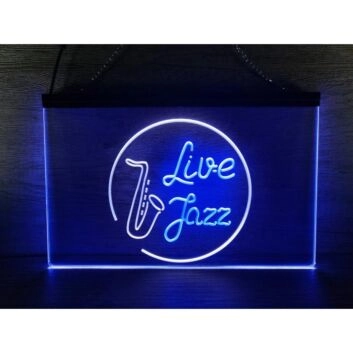 Live Jazz Music Dual LED Neon Sign for Music Lovers