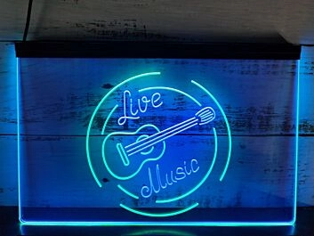 Live Music Guitar Band Dual LED Neon Sign for Music Lovers