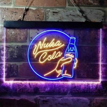 Nuka Cola Dual LED Neon Sign for Gaming and Retro Spaces
