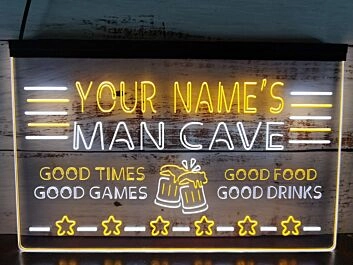Personalized Name Custom Man Cave Dual LED Neon Sign for Personalized Decor