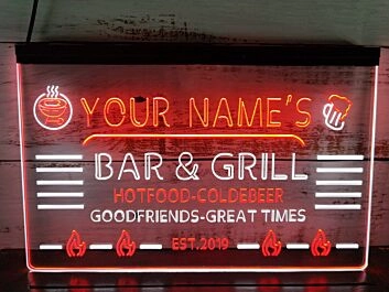 Name Personalized Custom Bar and Grill Dual LED Neon Sign for Personalized Decor