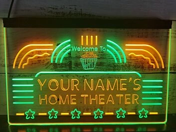 Personalized Your Name Home Theater Cinema Dual LED Neon Sign for Personalized Decor