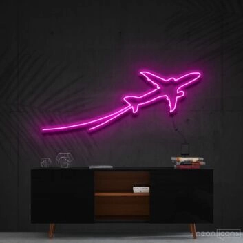 Airplane Take Off Neon Sign for Travel and Adventure Themes